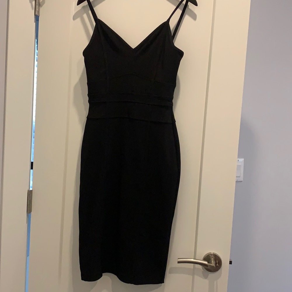 Express pencil dress black, gold zipper size Small